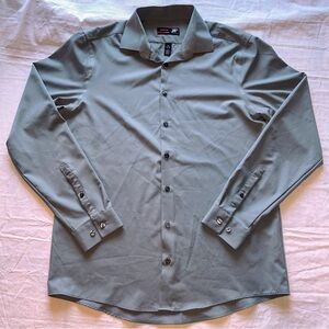 J. Ferrar slim-fit Gray dress shirt, Stretch Fabric, Wrinkle-Resistant, Size M